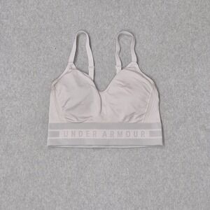 Under Armour Women Sports Bra Large White Compression Wireless Knit Strap